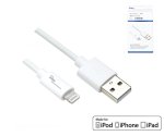 USB A és Lightning kábel, fehér, DINIC doboz Euro lyukkal, 1m